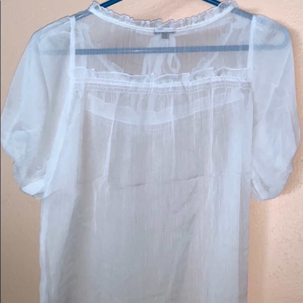White transparent blouse with puffy sleeves - Picture 3 of 3